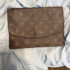 Louis Vuitton Brown and Tan Monogram Pouch
